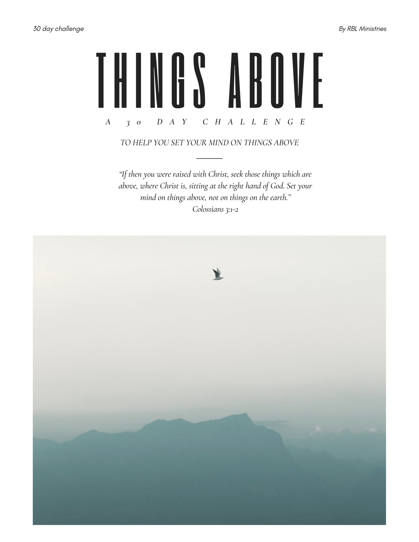 Things Above: 30 Days of Challenges - RBL Ministries