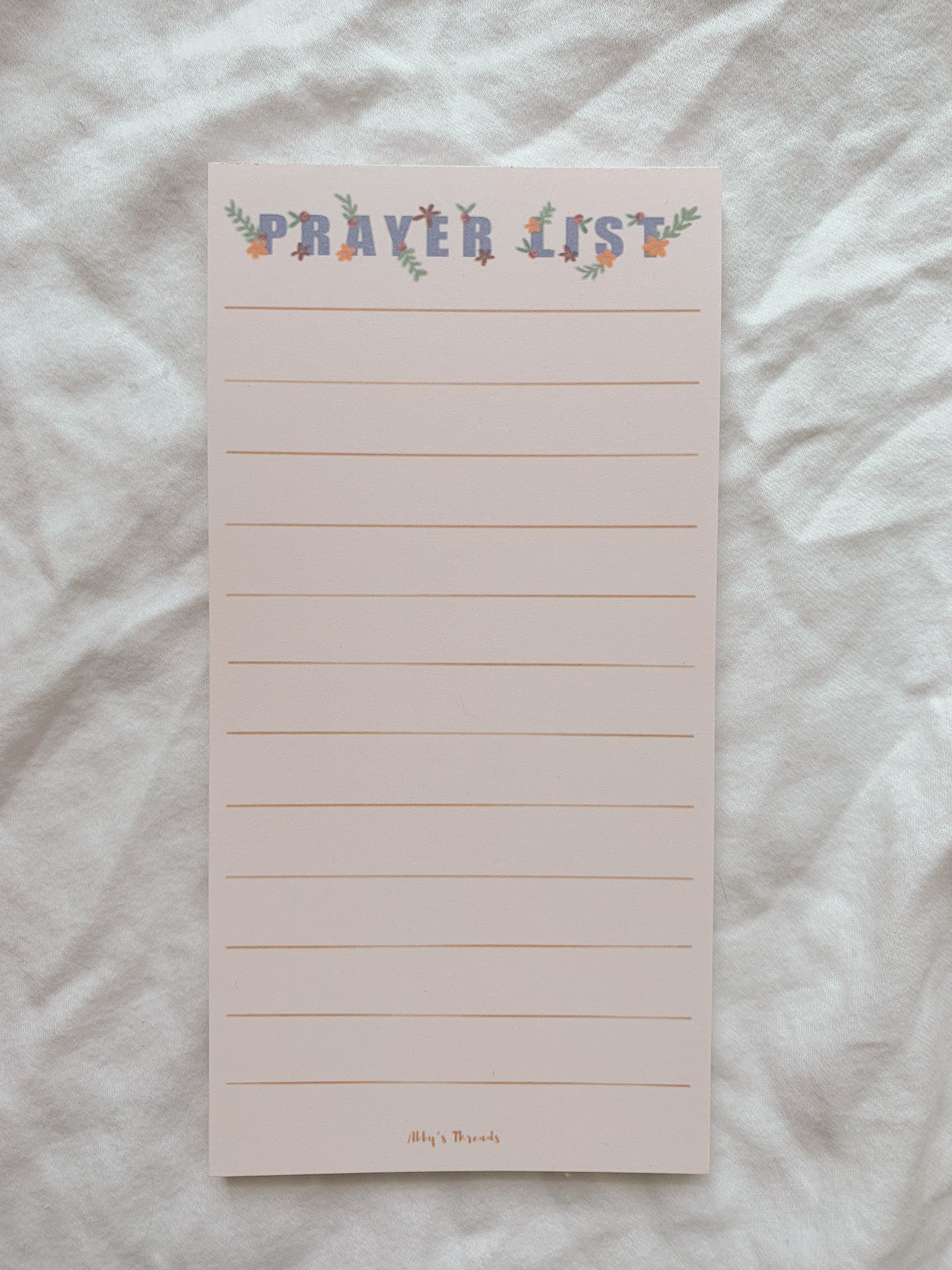 The Prayer List Notepad - Abby’s Threads