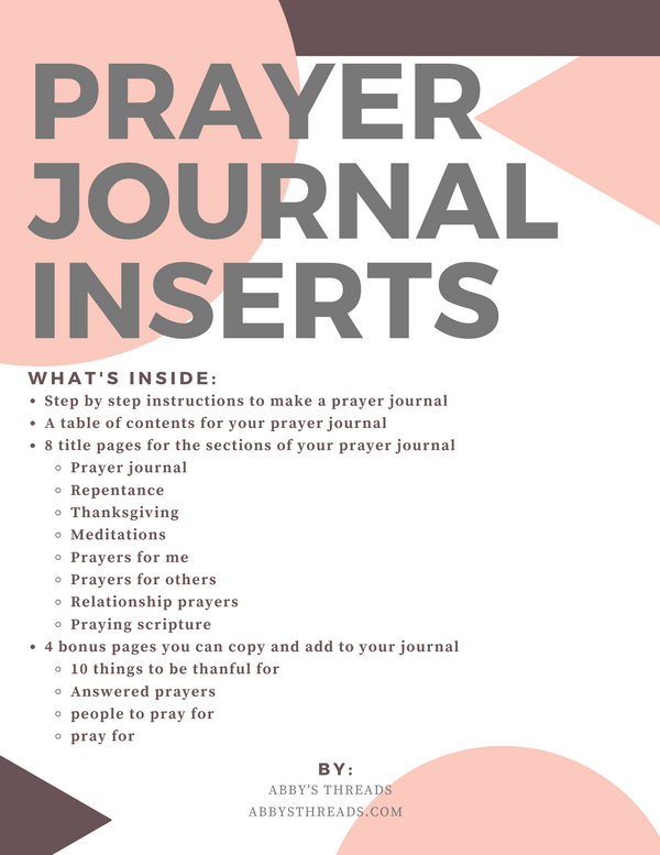 Printable Prayer Journal Inserts RBL Ministries